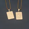 Hanger Kettingen Goud A-Z Beginletter Ketting Vierkant Alfabet Rechthoek Medaillon Gepersonaliseerde Rvs Hip Hop Sieraden Mannen