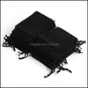 Sacchetti per gioielli Borse Moda Flanella Dstring Sacchetti Veet neri Mobile Power Dimensioni Mti Confezione Confezione regalo Drop Delivery Display Ot19C