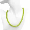 Choker Trendy Women Round Beads Necklace Chokers Natural Stone Jades Olivine Peridot Necklaces Short Chain Crystal Jewelry 18" A782