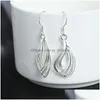 Dangle Chandelier 925 Sier Color Earrings Fashion Jewelry Elegant Woman Charm Twist Line Drop Christmas 선물 배달 DHDEF