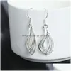 Cuelga la lámpara 925 Sier Pendientes de color Joyería de moda Elegante Mujer Charm Twist Line Drop Regalos de Navidad Entrega DHDEF