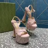 Neue Super -High Sueder -Plattform Sandalen Pumpen Schuhe für Frauenabendschuhe Frauen heeled 155 mm Luxusdesigner Knöchelgurtkleid Schuhfabrikschuhschuhschuhe