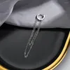 Hoop oorbellen lutaku 1 stks sprankelende kubieke zirkoon lange tassel oorbel dubbele laag ketting oor sieraden voor vrouwen feestgeschenk