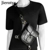 Waist Bags JIEROTYX Black Leather for Women Steampunk Retro Rock Gothic Chest Pack Female Leg Victorian Style 230204