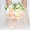 Dekorativa blommor Temperament Simulering Bride Holding Bridesmaid Wedding Bouquet High Quality Ribbon Hall Supplies FZ528