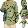 Women's Two Piece Pant Dinosaur Print Knitted Sweaters Pullover Woman Clothes Fall Winter 2023 Trend Vintage Long Sleeve Top Clothing y2k Fashion 230204