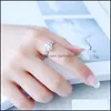 Pierścień Solitaire Regulowany moda otwierająca nowoczesne kryształowe zaręczyny Pierścienie projektowe dla dziewcząt Aaa biały cyrkon Women Weddin otxbc