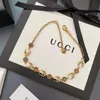 18k guldpläterad mässing koppar designer halsband choker kedja g-bokstäver pendeller mode kvinnor halsband bröllop smycken tillbehör