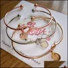 Polsino Braccialetti con ciondoli con lettera iniziale personalizzata per donna Oro Sier Rose 26 Alfabeto Tie Knot Bracciale aperto Gioielli di moda Drop Deliv Otiuw