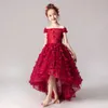 Flickaklänningar Flower Girls for Party and Wedding Pageant Ball Gown High Low Fromal Dress