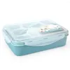 Bowls Bento Lunch Box Fully Sealed 5-compartment Soup Bowl With Plastic Scoop Pratos Microwave Meal(00116)