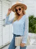 Women's Blouses Shirts Women Blouses And Tops Autumn Fashion V Neck Long Sleeve Oversize Elegant Blouse Lady Office Work Lace Shirt 230204