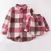 衣料品セットGirlymax Fallwinter長袖の赤ちゃんの女の子Mommy Me Flannel Plaid Jacket Shacket Close