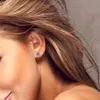 New Fashion 925 Sterling Silver Gold Plated 1CT Red Blue Yellow Moissanite Diamond Earrings Studs for Men Women Nice Gift