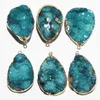 Pendentif Colliers Pierre Naturelle Cristal Druse Dent Agate Bleu Clair Minéral Guérison Collier Charme DIY Bijoux Accessoires En Gros 6 Pcs