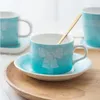 Cups Saucers Nordic Luxury Coffee Cup and Saucer Modern Design Art Tea Ceramic Mug Set Breakfast Creativity Tazas Mugs Cute