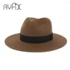 Шляпа шляпы с широкими краями 2023 мужская и женская черная лента с широкополосной лентой sun hat hat beach resort jazz top ha43 ha43