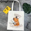 Shoppingväskor capybara väska canvas shoppare eco jute återanvändbar ecobag reciclaje sac tissu