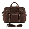 Porte-documents Vintage hommes porte-documents en cuir véritable mâle ordinateur portable rétro Crazy Horse sac à bandoulière hommes multi-poches fourre-tout BusinessHandbag