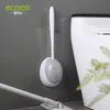 Porte-brosse WC ECOCO Tête de brosse en silicone Brosse de toilette Outils de nettoyage de vidange rapide pour WC mural Ménage WC Accessoires de salle de bain 230203
