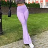 Women's Pants 2023 Female Vintage 90s Sweatpants Purple Ribbed Gothic Y2K Joggers Women Knitted Flare Slim High Waist Aesthetic Trousers