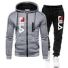 Tracksuits voor heren Solid heren ritsjack Hooded pullover zweetwedstrijden Sport Casual Jogger Sportswear 2 -delige mannelijke fleece streetwear sets 230204