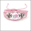 Charm Bracelets We Long Haue For The Cause Bracelet Women Breast Cancer Awareness Pink Ribbon Leather Bangle Fashion Faith Diy Jewel Otwax