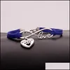 Charm Bracelets Bff Friend Infinity For Women Men Dog Claw Heart Letter Veet Wrap Bangle Girl Boy Friendship Fashion Jewelry Drop Del Otvxu