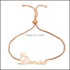 Collane con ciondolo Personalizzato Nome inglese personalizzato Bracciale per donna Uomo Acciaio inossidabile Lettera Charm Catene in oro Sier Fashion Drop Otflg