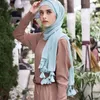 Halsdukar 100 st/parti bubbla chiffong med pärlor hängande blommor lång vanlig hijab wrap muslim hijabs halsduk turbanet huvudduk kimd22