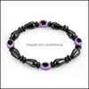 Beaded Strands Magnetic Energy Evil Eye Couple Bracelet For Men Women Power Healthy Black Gallstone Beaded Chains Bangle Jewelry Dr Oto7N