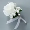 Flores decorativas 2 uds fiesta decoración seda mujeres Boutonniere boda ramillete broche