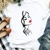 Women's T Shirts Korean Fashion Oversized T-shirts Aesthetic Women Top Graphic Kpop Female Clothing Anime Art Eyelash Printed Lady White Sh