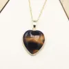 Natural Stone Halsband Multicolor Healing Gold Edged Heart Shaped Gemstone Pendants Reiki Charms Fashion Diy Jewelry Accessorie