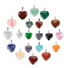 Pendant Necklaces 20 Pieces Heart Shape Stone Pendants Chakra Beads Crystal 2 Different Sizes C1FE