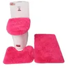 Couvre-siège de toilette 3pcsset couleur unie tapis de salle de bain ensemble poils moelleux tapis de bain moderne couvercle de toilette couverture tapis Kit rectangle 50*80 50*40 45*50 cm 230203