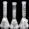 9mm Thick Big Tall Glass Bongs Beaker Bong Glass Water Pipes Beaker Base Bongs Heady Water Bong Smoking Glass Pipes Waterpipe Sand Caving Bong Color Painting Bong