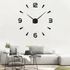 Wandklokken Grote wandklok Quartz 3D DIY Big Watch Decoratieve keukenklokken Acryl Mirror Sticker Oversized wandklokken Home Letter Decor 230204