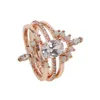 Cluster Anneaux Délicat Trois Pièces Costume Combinaison Blanc Opale De Feu Anneau Avec Brillant CZ Pierre Femmes Fille Mode Bijoux Fête GiftCluster