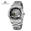 Wristwatches Forsining Luxury Diamond Skeleton Men Automatic Mechanical Watch Fashion Waterproof Stainless Steel Business Men's