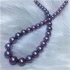 Chaînes MADALENA SARARA 10-13mm Perle D'eau Douce Violet Foncé Forme Ronde Edison Collier Brin 18 "Pour Bijoux Femme MD-E11