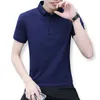 Heren Polos Summer Men Korte mouw T-shirt Polo Wild vaste kleur Casual Turn-down kraag knop slanke T-stukken kleding mannetje