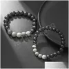 Bracelets de charme 8mm 10mm pierre naturelle à la main brins de perles yoga sier plaqué bracelet élastique bijoux pour femmes hommes livraison directe DH2NB