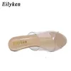드레스 슈즈 eilyken 2023 PVC 투명 젤리 여성 슬리퍼 열린 발가락 하이힐 공석 신발 명확한 샌들 크기 35-42 G230203