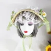 Cappelli a tesa larga Cappello a cilindro piatto estivo con fiori in pizzo Lolita Protezione solare Accessori per la testa francese in paglia per l'abbigliamento quotidiano R7RF