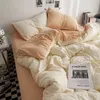 Bedding sets Ins Style Bedding Set Nordic Single Double Flat Sheet Duvet Cover Pillowcase Soft Microfiber Full Queen Size Bed Linen 230204