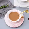 Cups Saucers Nordic Luxury Coffee Cup And Saucer Set Ceramic Modern Art High Quality Breakfast Home Platillo De Taza Mug Cute