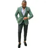 Costumes pour hommes Dernier Design Vert Custome Homme Été Plage Hommes 2 Pièces (Veste Pantalon) Mariage Homme Blazer Marié Smoking