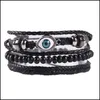 Charm armband mtilayer retro l￤der f￶r m￤n p￤rlor 4 st armband set handgjorda ankare o￤ndlighet wrap smycken droppleverans otczk