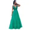 Simple Green Layered Tulle Prom Dresses Long Saudi Arabia Formal Evening Party Gowns Dubai Backless Open 2023